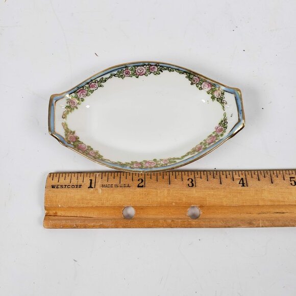 Nippon Salt Dish Set Rose Bud Pattern Bone China Gold Trim Vintage Made in Japan - Picture 9 of 9